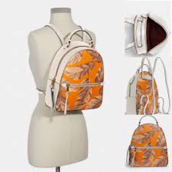 Coach Signature Jordyn Backpack Natural Banana Leaves Redwood Sunbeam Multi NWT - Picture 2 of 12